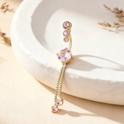 Women's Geometric Rhinestone Belly Ring, Belly Button Rings, Copper Chain Material, All-Season Wear, Plain Design, Casual Style Jewelry Accessory, Wearable Jewelry, Belly Button Jewelry