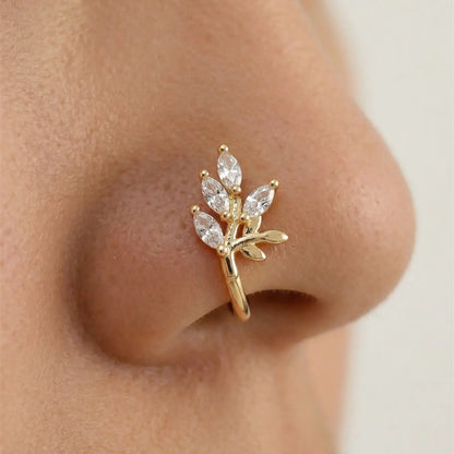 5 Piece Vintage Body Jewelry Synthetic Zircon Nose Rings Set, Butterfly Snake Arrow Geometric Design, No Piercing Needed, Perfect for Daily Wear, Sparkling Zircon Inlay, Body Jewellery