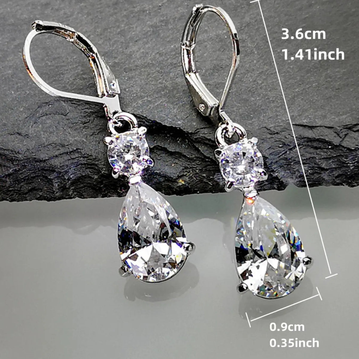 1 Pair Elegant Water Drop Shaped Dangle Earrings, Fashion Artificial Zircon Drop Earrings, Casual Jewelry for Women, Daily Gift Earrings